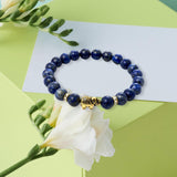 Maxbell Stretch Bracelet Round Bead Handmade for Lovers Valentine'S Day Holidays Blue