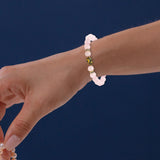 Maxbell Stretch Bracelet Round Bead Handmade for Lovers Valentine'S Day Holidays Pink