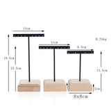 Maxbell 3x Earrings Display Stand Holder Wooden Base for Rings Tradeshow Shops Black