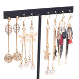 Maxbell 3x Earrings Display Stand Holder Wooden Base for Rings Tradeshow Shops Black