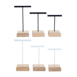 Maxbell 3x Earrings Display Stand Holder Wooden Base for Rings Tradeshow Shops Black