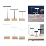 Maxbell 3x Earrings Display Stand Holder Wooden Base for Rings Tradeshow Shops Black