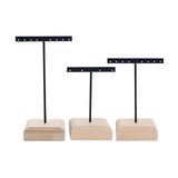 Maxbell 3x Earrings Display Stand Holder Wooden Base for Rings Tradeshow Shops Black