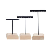 Maxbell 3x Earrings Display Stand Holder Wooden Base for Rings Tradeshow Shops Black