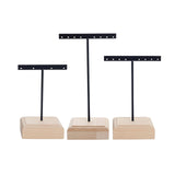 Maxbell 3x Earrings Display Stand Holder Wooden Base for Rings Tradeshow Shops Black