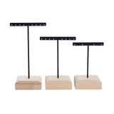 Maxbell 3x Earrings Display Stand Holder Wooden Base for Rings Tradeshow Shops Black