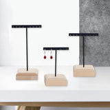 Maxbell 3x Earrings Display Stand Holder Wooden Base for Rings Tradeshow Shops Black