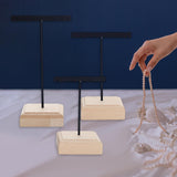 Maxbell 3x Earrings Display Stand Holder Wooden Base for Rings Tradeshow Shops Black
