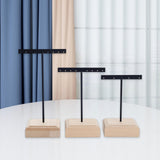 Maxbell 3x Earrings Display Stand Holder Wooden Base for Rings Tradeshow Shops Black