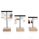 Maxbell 3x Earrings Display Stand Holder Wooden Base for Rings Tradeshow Shops Black