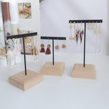 Maxbell 3x Earrings Display Stand Holder Wooden Base for Rings Tradeshow Shops Black