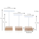 Maxbell 3x Earrings Display Stand Holder Wooden Base for Rings Tradeshow Shops White