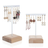 Maxbell 3x Earrings Display Stand Holder Wooden Base for Rings Tradeshow Shops White