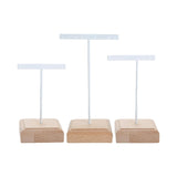 Maxbell 3x Earrings Display Stand Holder Wooden Base for Rings Tradeshow Shops White