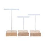 Maxbell 3x Earrings Display Stand Holder Wooden Base for Rings Tradeshow Shops White