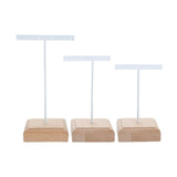 Maxbell 3x Earrings Display Stand Holder Wooden Base for Rings Tradeshow Shops White