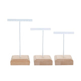 Maxbell 3x Earrings Display Stand Holder Wooden Base for Rings Tradeshow Shops White