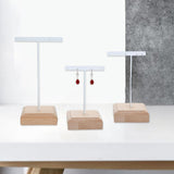 Maxbell 3x Earrings Display Stand Holder Wooden Base for Rings Tradeshow Shops White