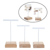 Maxbell 3x Earrings Display Stand Holder Wooden Base for Rings Tradeshow Shops White