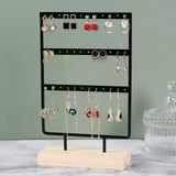 Maxbell Jewelry Earring Holder Organizer 3 Tier Durable for Bathroom Counter Black