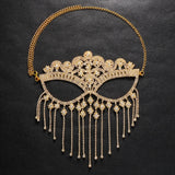 Maxbell Masquerade Face Chain Tassels Mask Headpiece Jewelry Rhinestone Accessories Golden