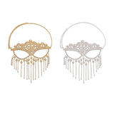 Maxbell Masquerade Face Chain Tassels Mask Headpiece Jewelry Rhinestone Accessories Golden