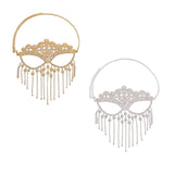 Maxbell Masquerade Face Chain Tassels Mask Headpiece Jewelry Rhinestone Accessories Golden