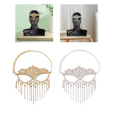 Maxbell Masquerade Face Chain Tassels Mask Headpiece Jewelry Rhinestone Accessories Golden