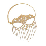 Maxbell Masquerade Face Chain Tassels Mask Headpiece Jewelry Rhinestone Accessories Golden