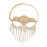 Maxbell Masquerade Face Chain Tassels Mask Headpiece Jewelry Rhinestone Accessories Golden