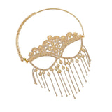 Maxbell Masquerade Face Chain Tassels Mask Headpiece Jewelry Rhinestone Accessories Golden