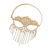 Maxbell Masquerade Face Chain Tassels Mask Headpiece Jewelry Rhinestone Accessories Golden