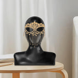 Maxbell Masquerade Face Chain Tassels Mask Headpiece Jewelry Rhinestone Accessories Golden