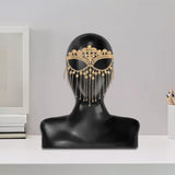 Maxbell Masquerade Face Chain Tassels Mask Headpiece Jewelry Rhinestone Accessories Golden