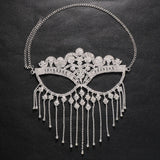 Maxbell Masquerade Face Chain Tassels Mask Headpiece Jewelry Rhinestone Accessories Silver