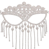 Maxbell Masquerade Face Chain Tassels Mask Headpiece Jewelry Rhinestone Accessories Silver