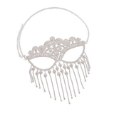 Maxbell Masquerade Face Chain Tassels Mask Headpiece Jewelry Rhinestone Accessories Silver