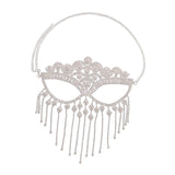 Maxbell Masquerade Face Chain Tassels Mask Headpiece Jewelry Rhinestone Accessories Silver