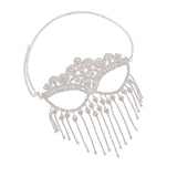 Maxbell Masquerade Face Chain Tassels Mask Headpiece Jewelry Rhinestone Accessories Silver