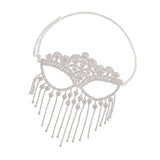 Maxbell Masquerade Face Chain Tassels Mask Headpiece Jewelry Rhinestone Accessories Silver