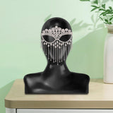 Maxbell Masquerade Face Chain Tassels Mask Headpiece Jewelry Rhinestone Accessories Silver