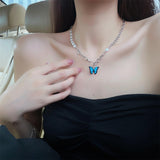 Maxbell Trendy Blue Butterfly Pendant Necklace for Wedding Jewelry Gifts Girlfriend