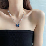 Maxbell Trendy Blue Butterfly Pendant Necklace for Wedding Jewelry Gifts Girlfriend