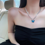 Maxbell Trendy Blue Butterfly Pendant Necklace for Wedding Jewelry Gifts Girlfriend