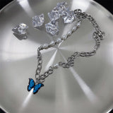 Maxbell Trendy Blue Butterfly Pendant Necklace for Wedding Jewelry Gifts Girlfriend