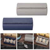 Maxbell 3 Slot Watch Box Case Travel PU Leather Portable for Smart Watches Grey