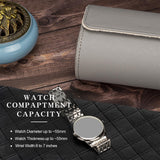 Maxbell 3 Slot Watch Box Case Travel PU Leather Portable for Smart Watches Grey