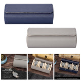 Maxbell 3 Slot Watch Box Case Travel PU Leather Portable for Smart Watches Grey