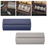 Maxbell 3 Slot Watch Box Case Travel PU Leather Portable for Smart Watches Grey
