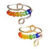 Maxbell Rotatable Ring with Rainbow Bead Jewelry Simple for Girlfriend Wedding Party Silver